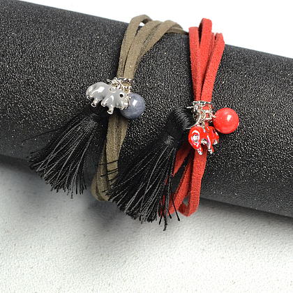 Bracelets de couple en cordon de daim avec de jolies breloques-6
