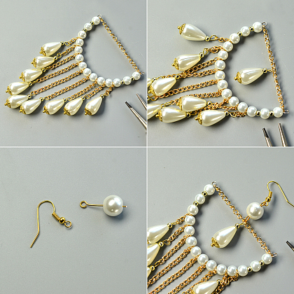Graceful Pearl Bead Chandelier Earrings-4