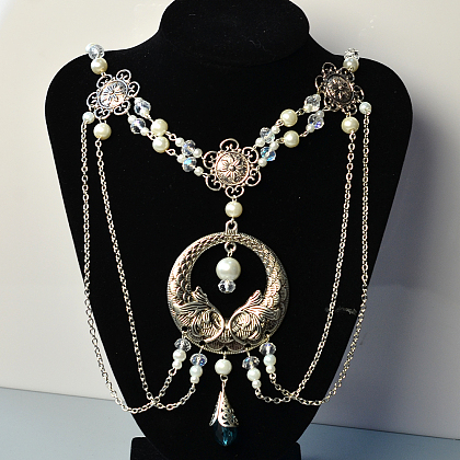 Tibetan Style Pearl Necklace & Hair Accessory-1