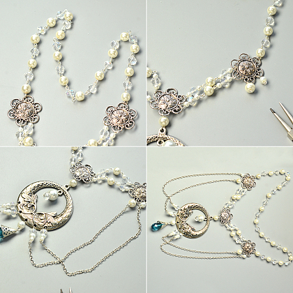 Tibetan Style Pearl Necklace & Hair Accessory-5