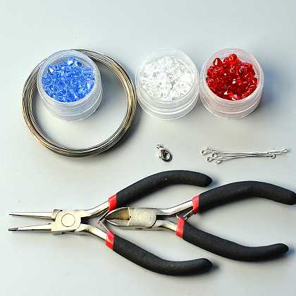 Bracelet rouge et bleu avec perles de verre-2