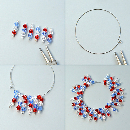 Bracelet rouge et bleu avec perles de verre-3
