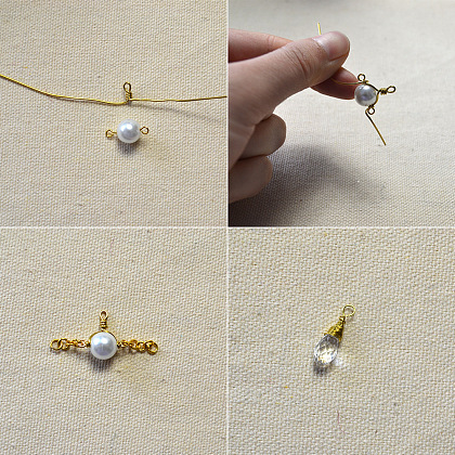 Boucles d'oreilles pendantes en perles enveloppées de fil-3