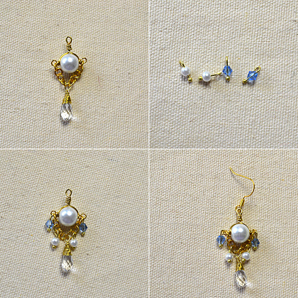 Boucles d'oreilles pendantes en perles enveloppées de fil-4