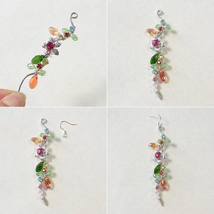 Boucles d’oreilles pendantes en perles de verre enveloppées de fil-4