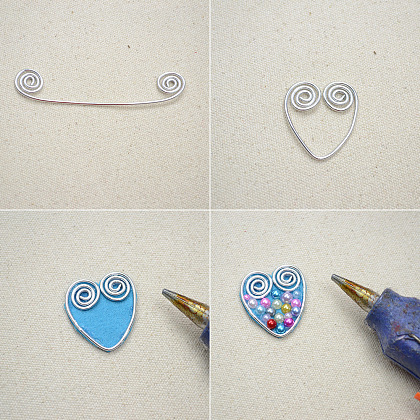 Колье с подвеской в виде сердца из проволоки-3