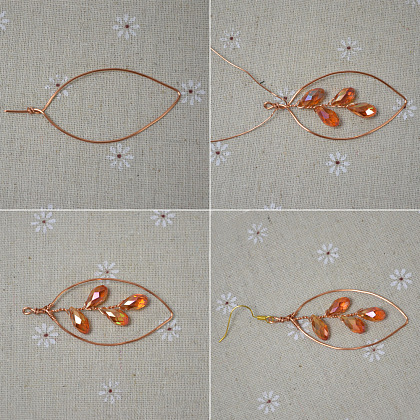 Wire Wrapped Leaf Earrings-4