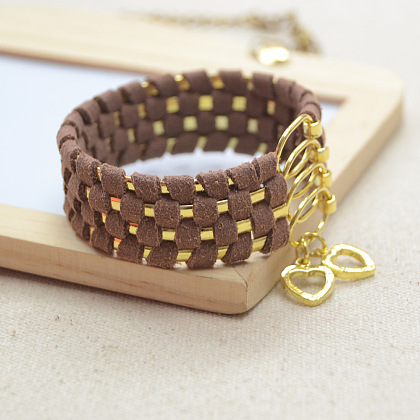 Wide Suede Cord Bangle-1