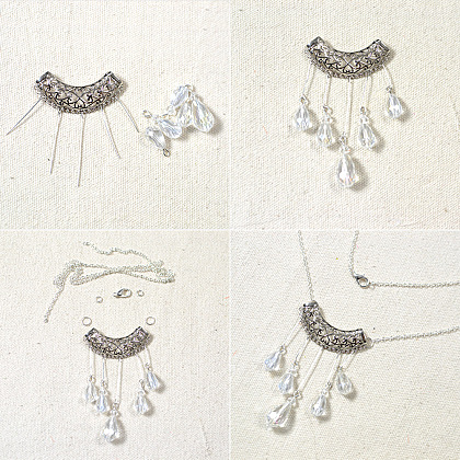 Collier pendentif en perles de verre de style tibétain-4