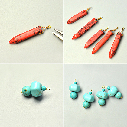 Collier pendentif perles turquoise et pierres précieuses-3