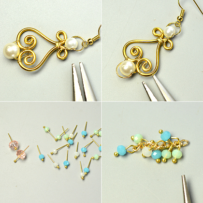 Boucles d'oreilles pendantes en perles et pierres précieuses de conception originale-4