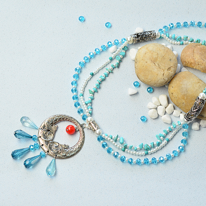 Turquoise Tibetan Style Pendant Necklace-8