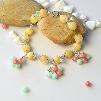 Bracelet à breloques en perles de jade-1