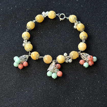 Bracelet à breloques en perles de jade-6