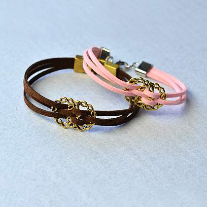 Couple Bracelets with Suede Cord-1