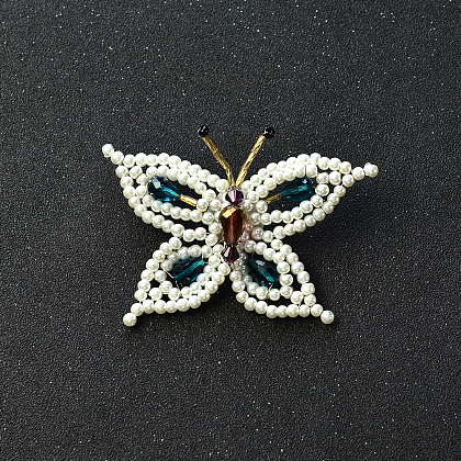 Pearl Beaded Butterfly Brooch-7