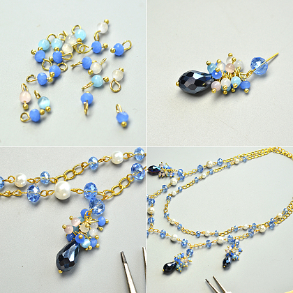 Drop Glass Beads Chain Necklace-4