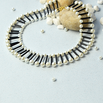 Collana di choker di perle bianche-1