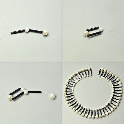 Weiße Perlen Choker Halskette-3