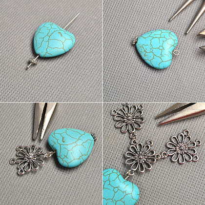 Turquoise Heart Pendant Necklace-3