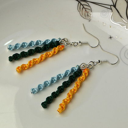 Earrings with Three Colors Thread-7