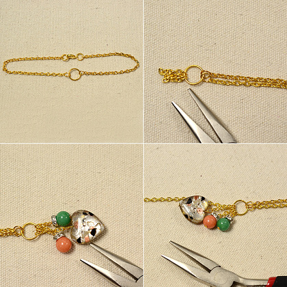 Bracelet de cheville en chaîne dorée avec anneau d'orteil attaché-4