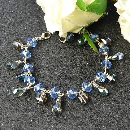 Blue Crystal Bead Bracelet-1