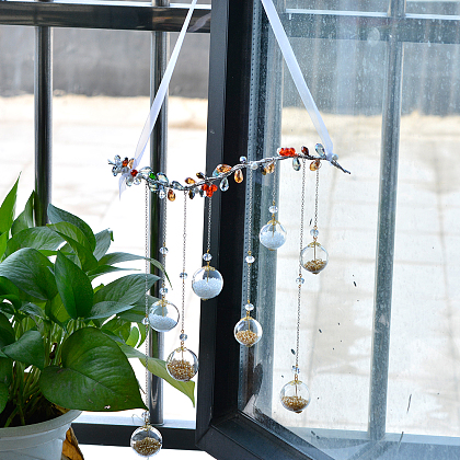 Pendente carillon a vento con perle di globo di vetro soffiato-1