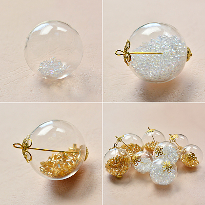 Pendentif carillon éolien avec perles globe en verre soufflé-3