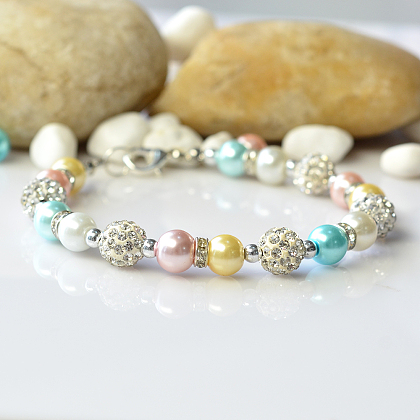 Bracelet de perles de verre nacrées colorées-1