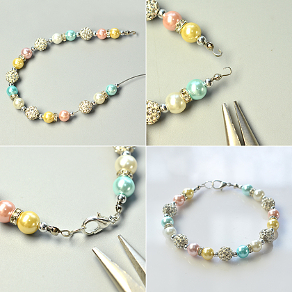 Bracelet de perles de verre nacrées colorées-4