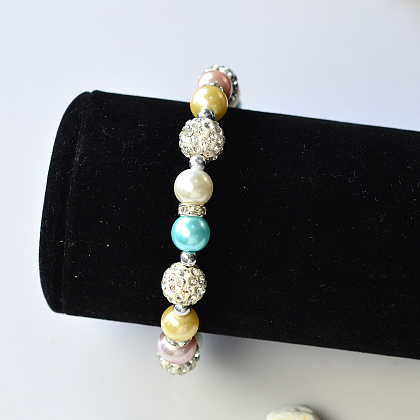 Bracelet de perles de verre nacrées colorées-5