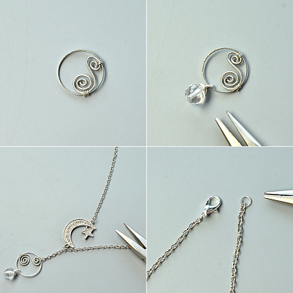 Moon and Star Pendant Necklace-3