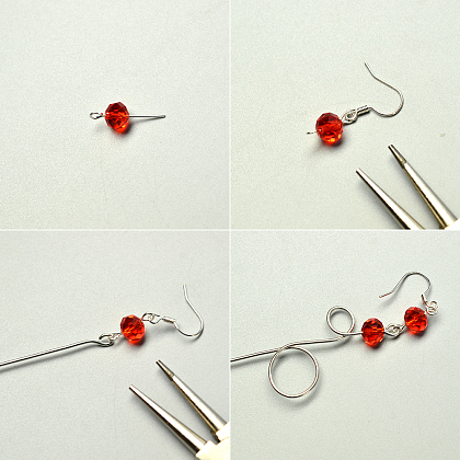 Einfache Ohrhänger aus roten Glasperlen-3