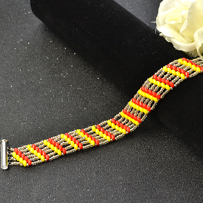 Bracelet de perles de rocaille tricolores-1