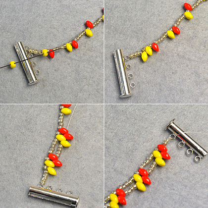 Bracelet de perles de rocaille tricolores-4
