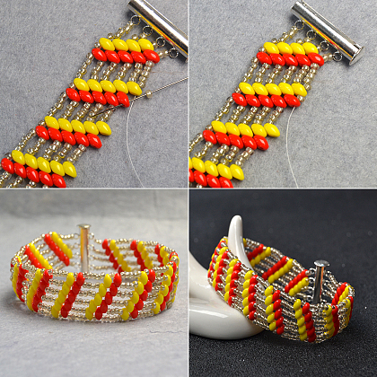 Bracelet de perles de rocaille tricolores-6