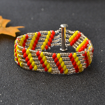 Bracelet de perles de rocaille tricolores-7