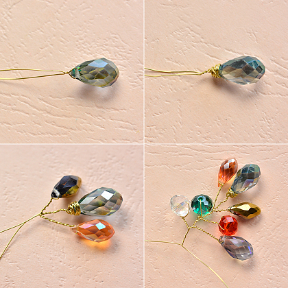 Boucles d'oreilles en grappe de perles de verre électrolytique-3