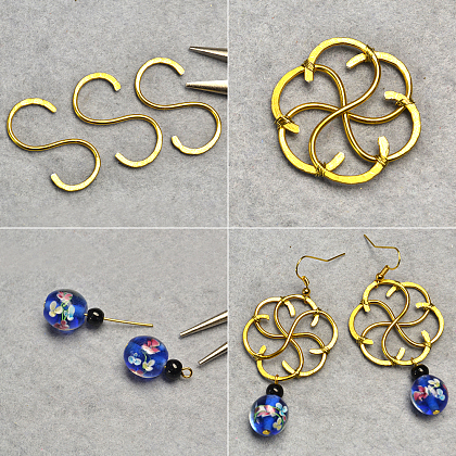 Boucles d'oreilles pendantes en perles de lampadaire à fleurs-3