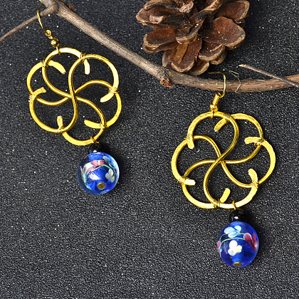 Boucles d'oreilles pendantes en perles de lampadaire à fleurs-5