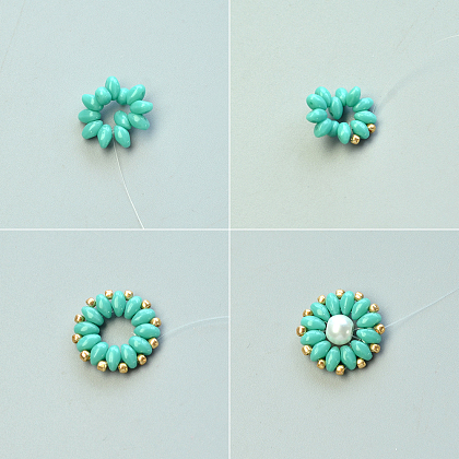 Two-hole Seed Bead Fan-shaped Earrings-3