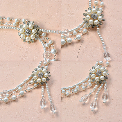 Collier chaîne de perles à trois rangs-6