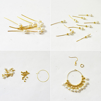 Élégantes boucles d'oreilles créoles en perles d'or-3