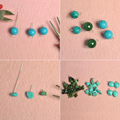 Bracelet de perles de pierres précieuses turquoise naturelles-3