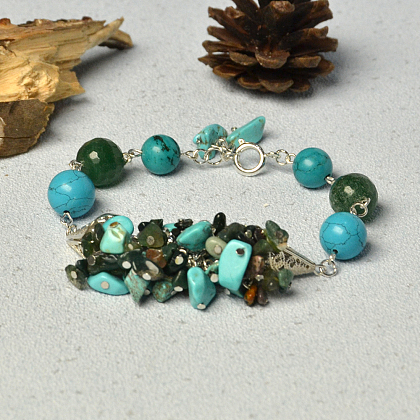 Bracelet de perles de pierres précieuses turquoise naturelles-7