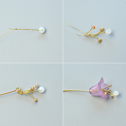 Boucles d'oreilles pendantes en perles acryliques et fleurs-3