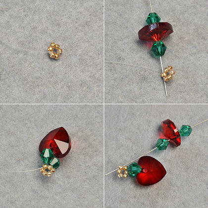 Collier pendentif fleur en perles de verre-3