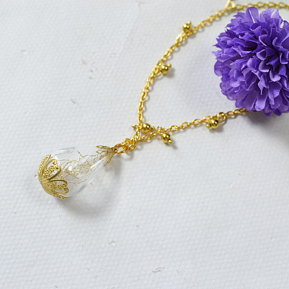 Simple Glass Drop Pendant Necklace-5