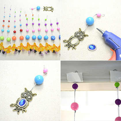 Rideau de perles avec de belles fleurs en acrylique-4